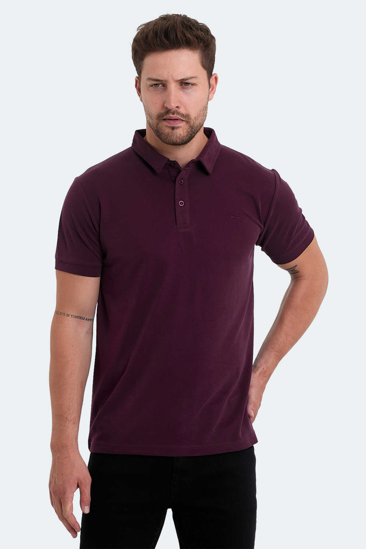 Slazenger - Slazenger KUGGA Erkek Tişört Mürdüm