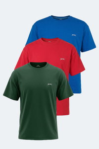 Slazenger - Slazenger KULANA 3 LÜ SET Erkek Saks mavi / Yeşil / Kırmızı Tişört