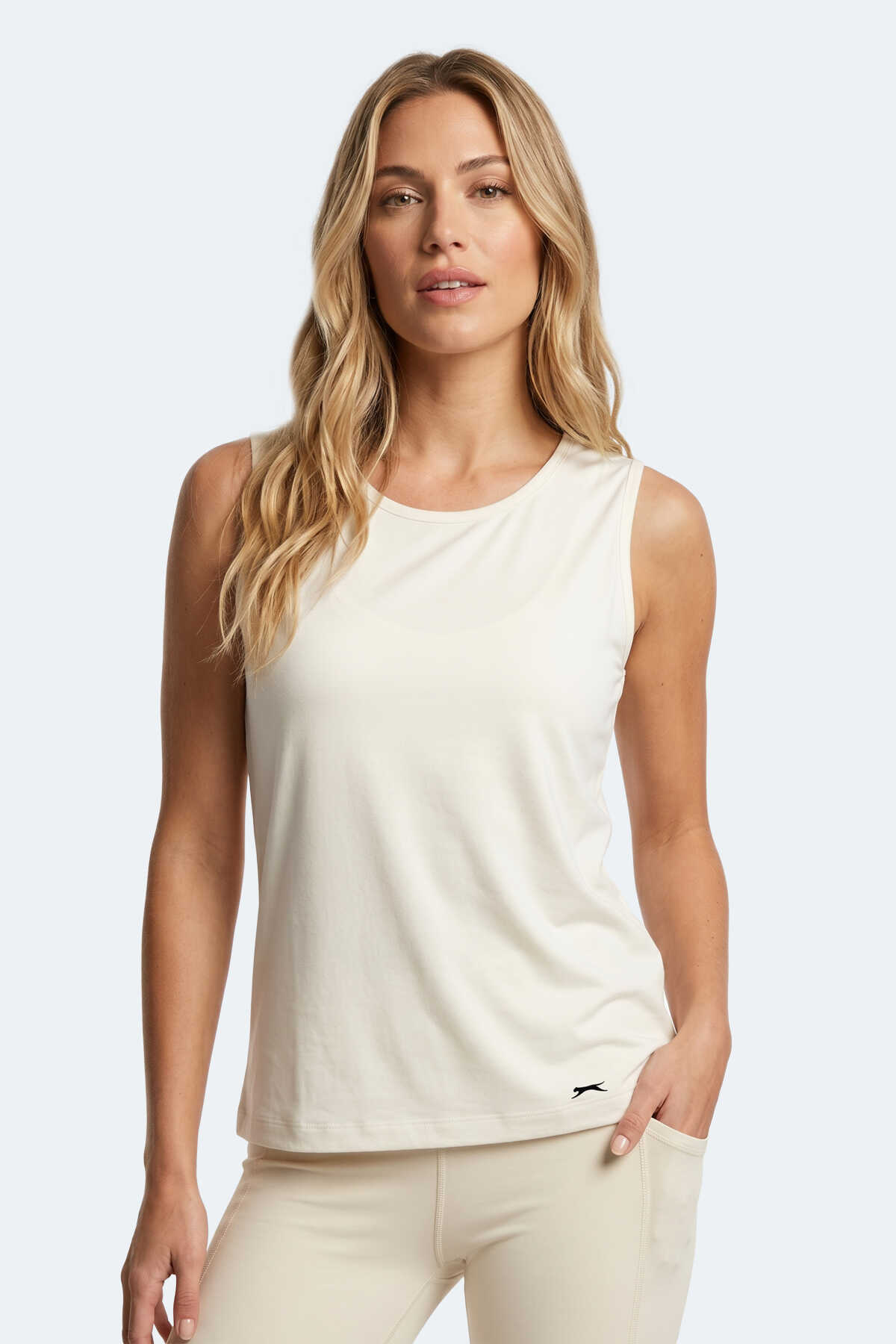 Slazenger - Slazenger KUNDE Kadın Kolsuz Ekru Atlet