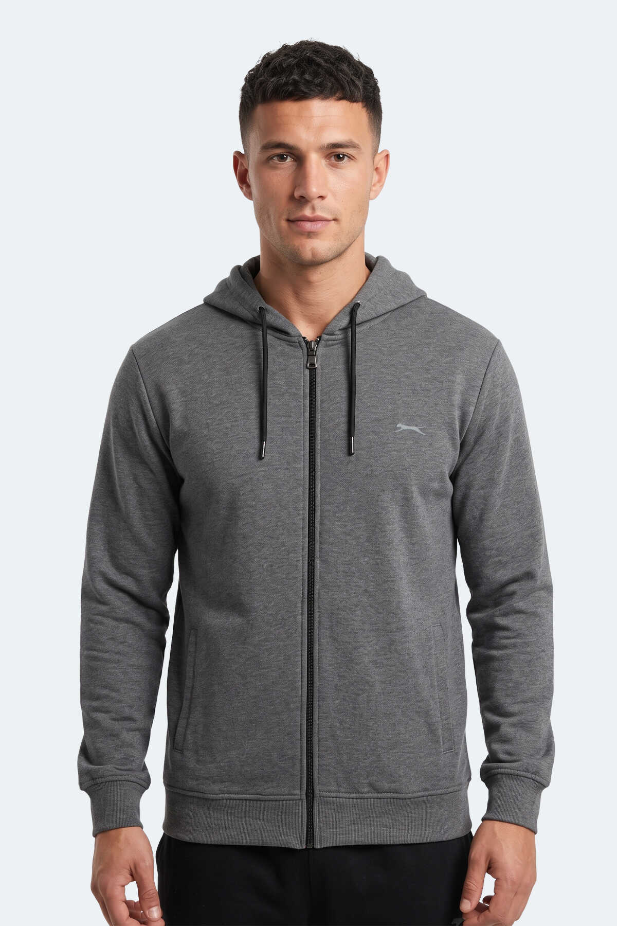 Slazenger KURTIS I Erkek Kapüşonlu Antrasit Sweatshırt (1)