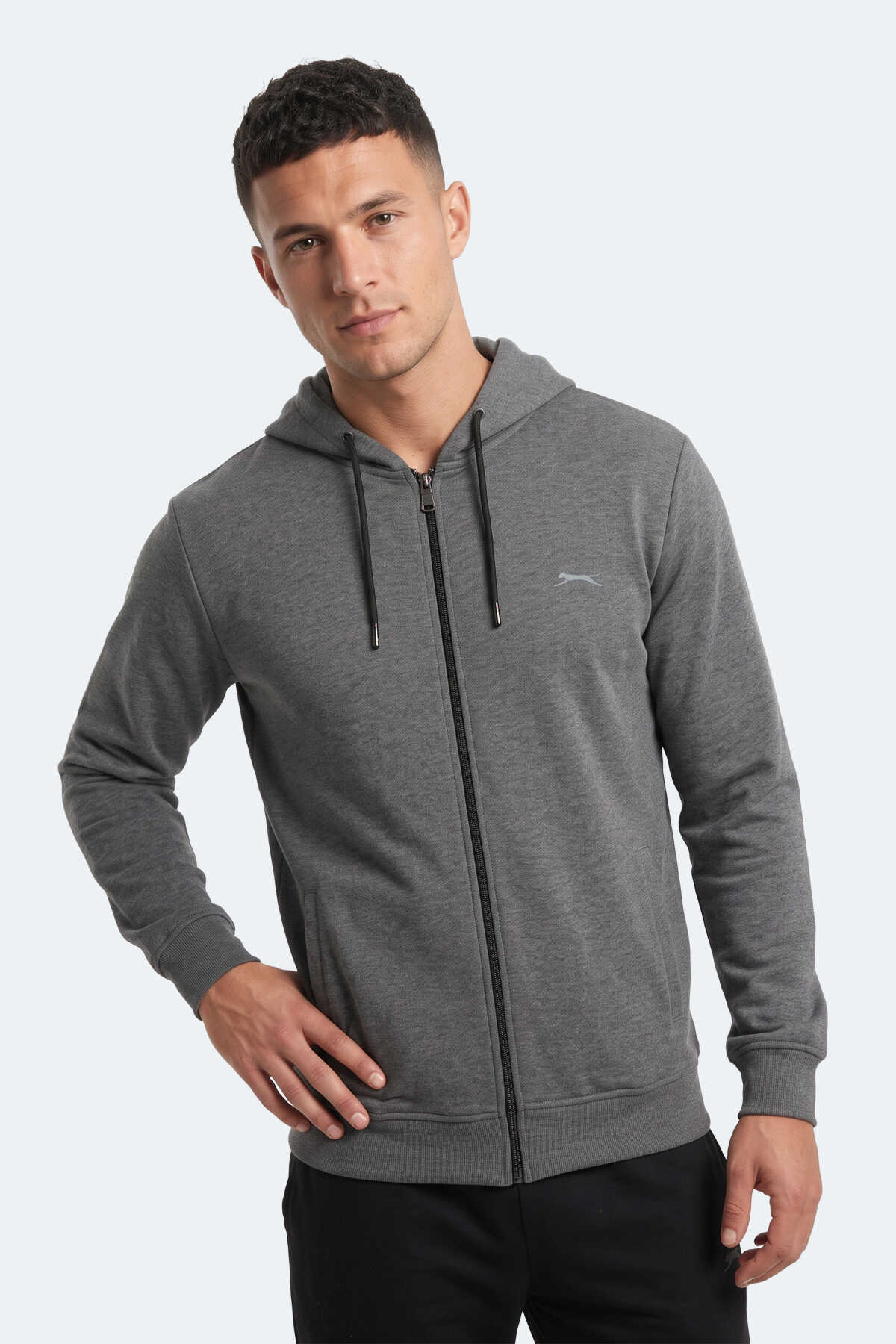 Slazenger KURTIS I Erkek Kapüşonlu Antrasit Sweatshırt - 5