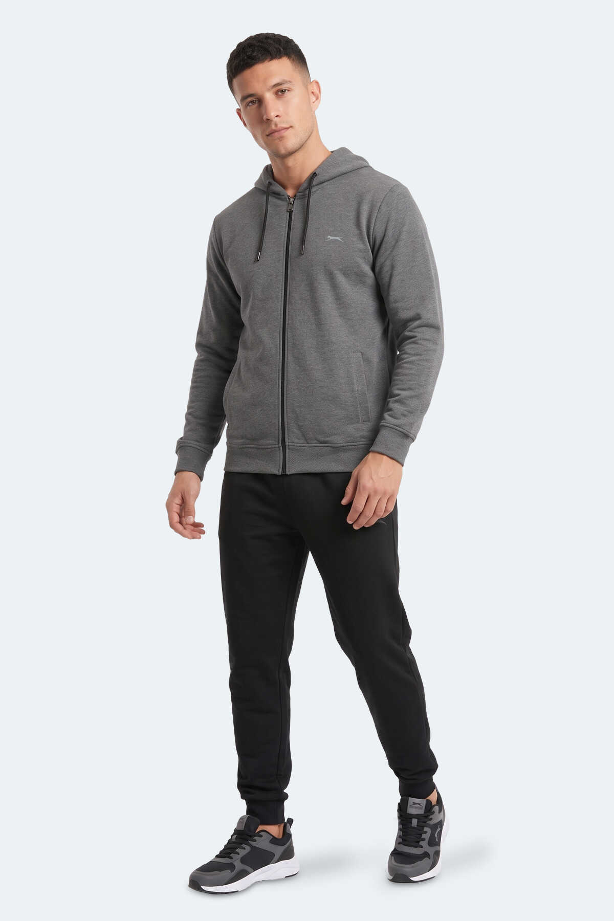 Slazenger KURTIS I Erkek Kapüşonlu Antrasit Sweatshırt - 7