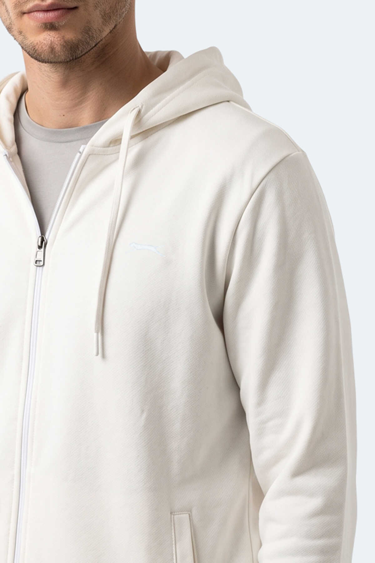 Slazenger KURTIS I Erkek Kapüşonlu Beyaz Sweatshırt - 2