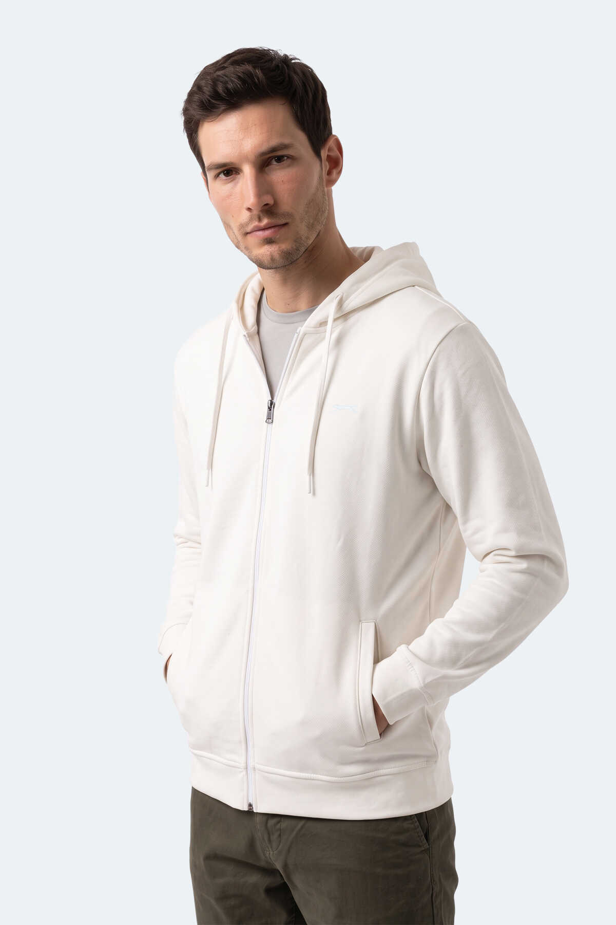 Slazenger KURTIS I Erkek Kapüşonlu Beyaz Sweatshırt - 4
