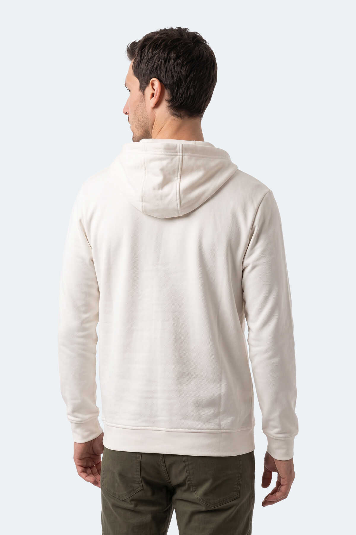 Slazenger KURTIS I Erkek Kapüşonlu Beyaz Sweatshırt - 5