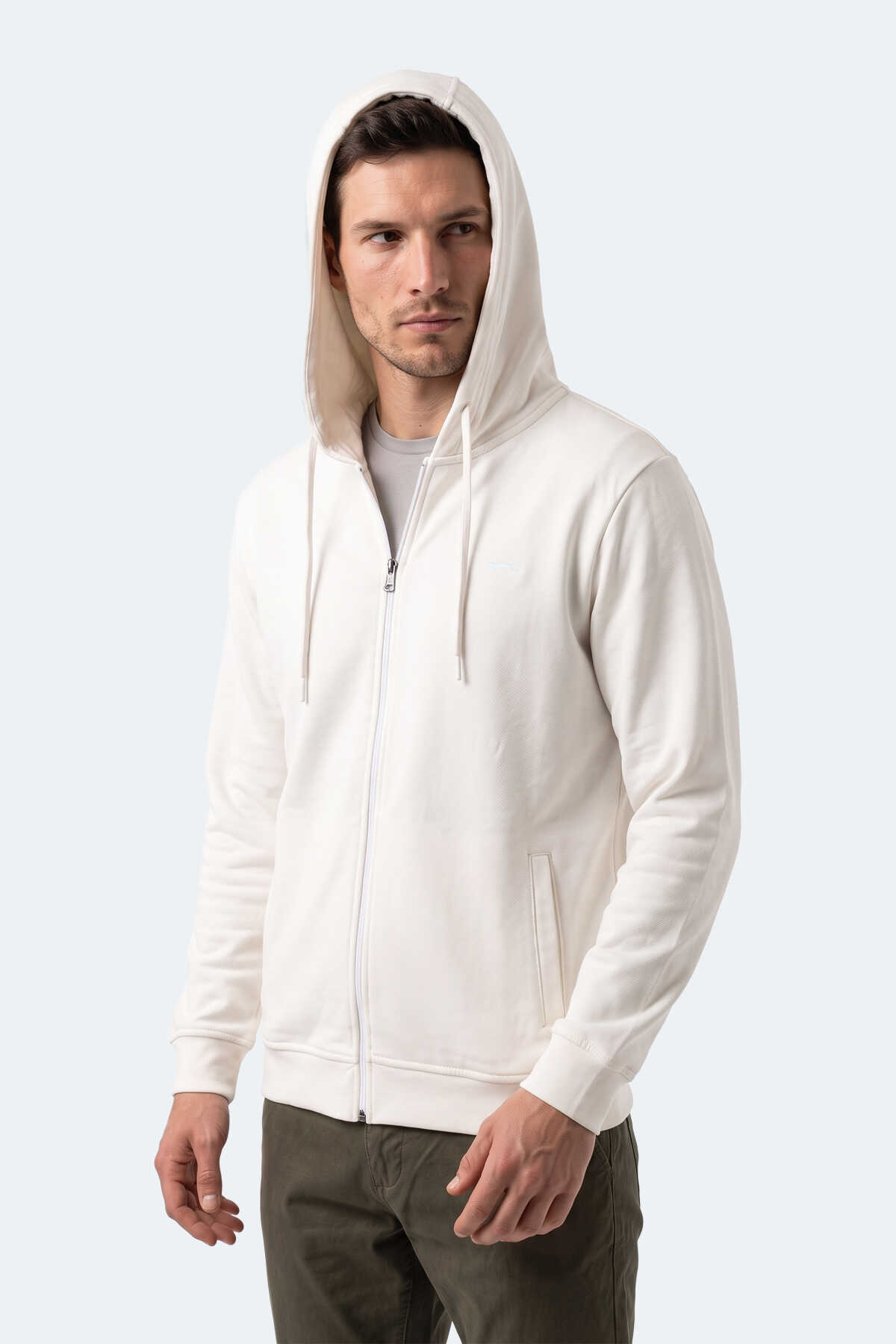 Slazenger KURTIS I Erkek Kapüşonlu Beyaz Sweatshırt - 6