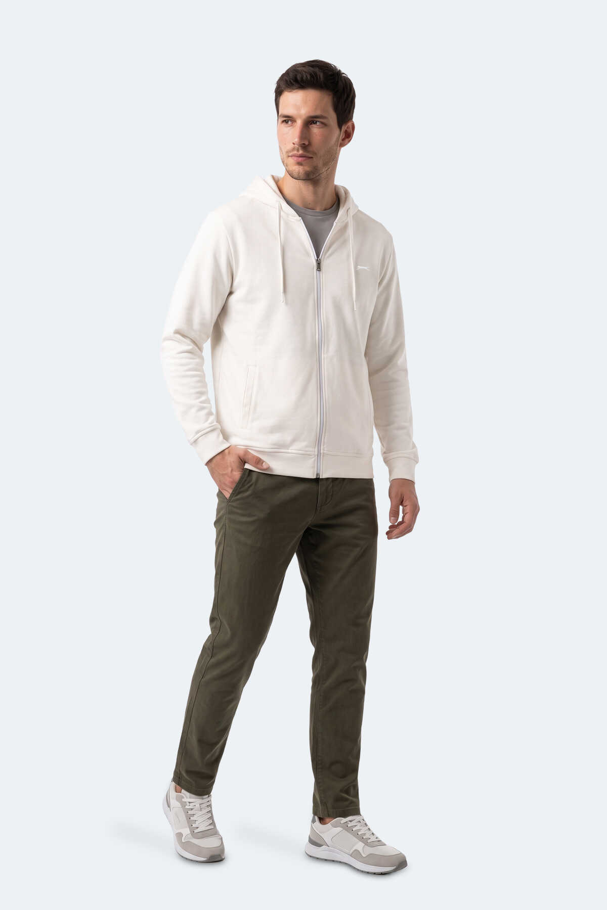Slazenger KURTIS I Erkek Kapüşonlu Beyaz Sweatshırt - 7
