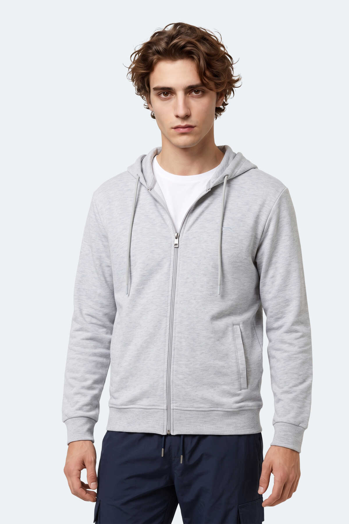Slazenger KURTIS I Erkek Kapüşonlu Gri Sweatshırt (1)