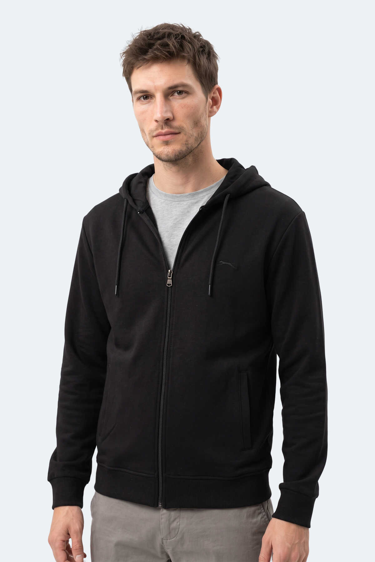 Slazenger KURTIS I Erkek Kapüşonlu Siyah Sweatshırt (1)