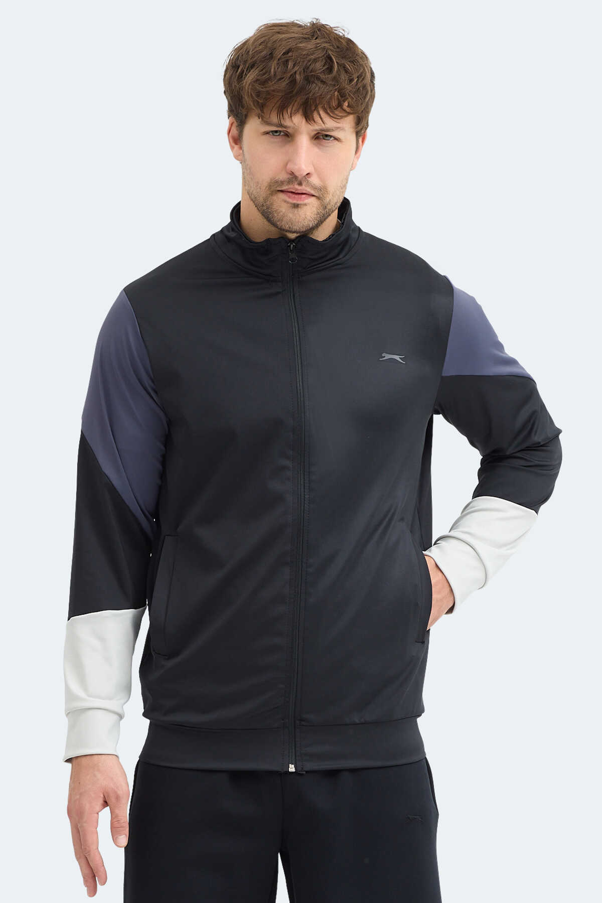 Slazenger - Slazenger KYLORA Erkek Dik Yaka Fermuarlı Siyah Sweatshırt