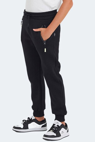 Slazenger LAMIS Unisex Çocuk Fermuar Cepli Siyah Eşofman Altı 