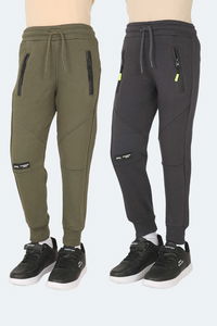 Slazenger - Slazenger LAMYA 2 li Set Unisex Çocuk Haki - Koyu Gri Eşofman Altı Slazenger - Slazenger LAMYA 2 li Set Unisex Çocuk Haki - Koyu Gri Eşofman Altı