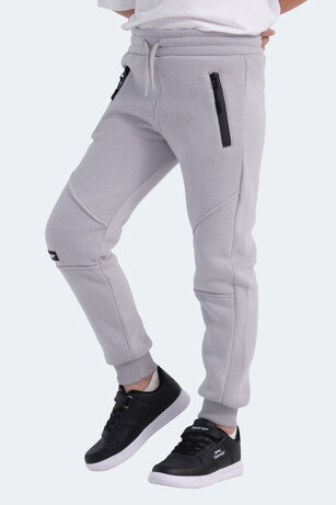 Slazenger LAMYA Unisex Çocuk Fermuar Cepli Taş Gri Eşofman Altı