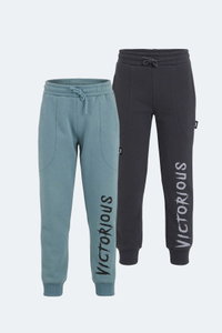 Slazenger - Slazenger LANEY 2 Lİ SET Erkek Çocuk Cepli Koyu Gri - Mavi Eşofman Altı