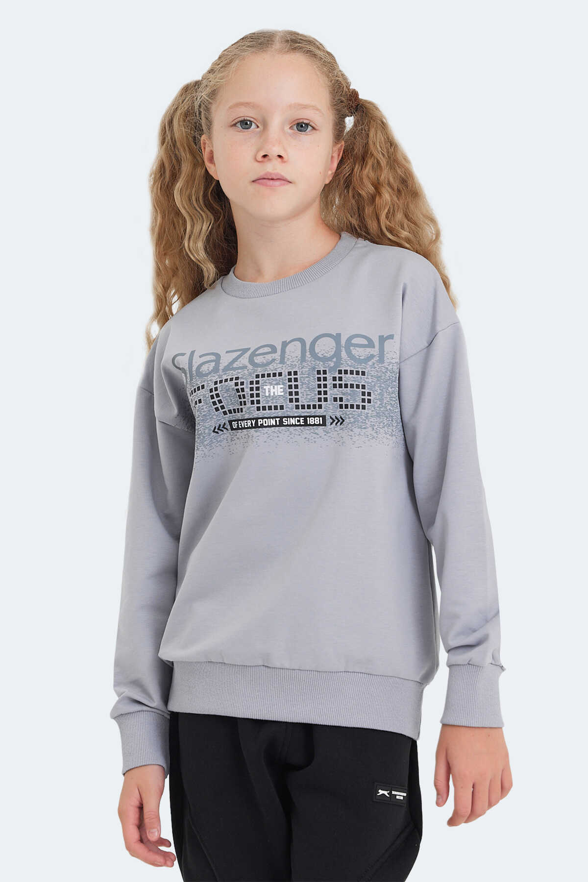 Slazenger - Slazenger LAST Unisex Çocuk Sweatshirt Taş Gri