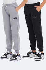 Slazenger - Slazenger LAVRA 2 li set Unisex Çocuk Cepli Siyah -Taş Gri Eşofman Altı