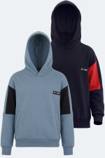 Slazenger - Slazenger LAYNE 2 Lİ SET Erkek Çocuk Kapüşonlu Cepli Lcivert/Kırmızı - Mavi/Lacivert Sweatshırt
