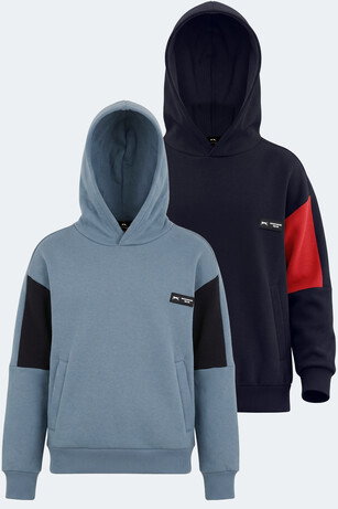 Slazenger LAYNE 2 Lİ SET Erkek Çocuk Kapüşonlu Cepli Lcivert/Kırmızı - Mavi/Lacivert Sweatshırt 