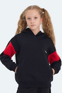 Slazenger - Slazenger LAYNE Unisex Çocuk Kapüşonlu Cepli Lacivert / Kırmızı Sweatshırt