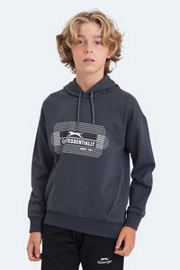 Slazenger - Slazenger LAYO Unisex Çocuk Kapüşonlu Koyu Gri Sweatshırt Slazenger - Slazenger LAYO Unisex Çocuk Kapüşonlu Koyu Gri Sweatshırt