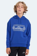 Slazenger - Slazenger LAYO Unisex Çocuk Kapüşonlu Saks Mavi Sweatshırt