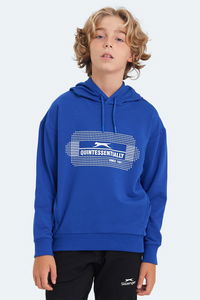 Slazenger - Slazenger LAYO Unisex Çocuk Kapüşonlu Saks Mavi Sweatshırt