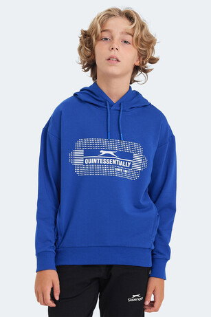 Slazenger LAYO Unisex Çocuk Kapüşonlu Saks Mavi Sweatshırt