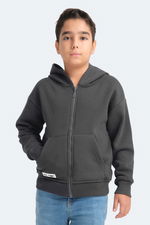 Slazenger - Slazenger LEKAN Unisex Çocuk Fermuarlı Kapüşonlu Cepli Koyu Gri Sweatshırt Slazenger - Slazenger LEKAN Unisex Çocuk Fermuarlı Kapüşonlu Cepli Koyu Gri Sweatshırt