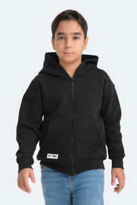 Slazenger - Slazenger LEKAN Unisex Çocuk Fermuarlı Kapüşonlu Cepli Siyah Sweatshırt Slazenger - Slazenger LEKAN Unisex Çocuk Fermuarlı Kapüşonlu Cepli Siyah Sweatshırt
