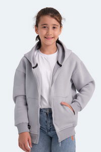 Slazenger - Slazenger LEKAN Unisex Çocuk Fermuarlı Kapüşonlu Cepli Taş Gri Sweatshırt Slazenger - Slazenger LEKAN Unisex Çocuk Fermuarlı Kapüşonlu Cepli Taş Gri Sweatshırt