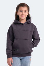 Slazenger - Slazenger LENE Unisex Çocuk Kapüşonlu Cepli Koyu Gri Sweatshırt