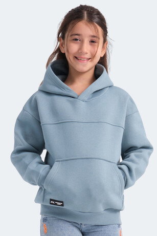 Slazenger LENE Unisex Çocuk Kapüşonlu Cepli Mavi Sweatshırt
