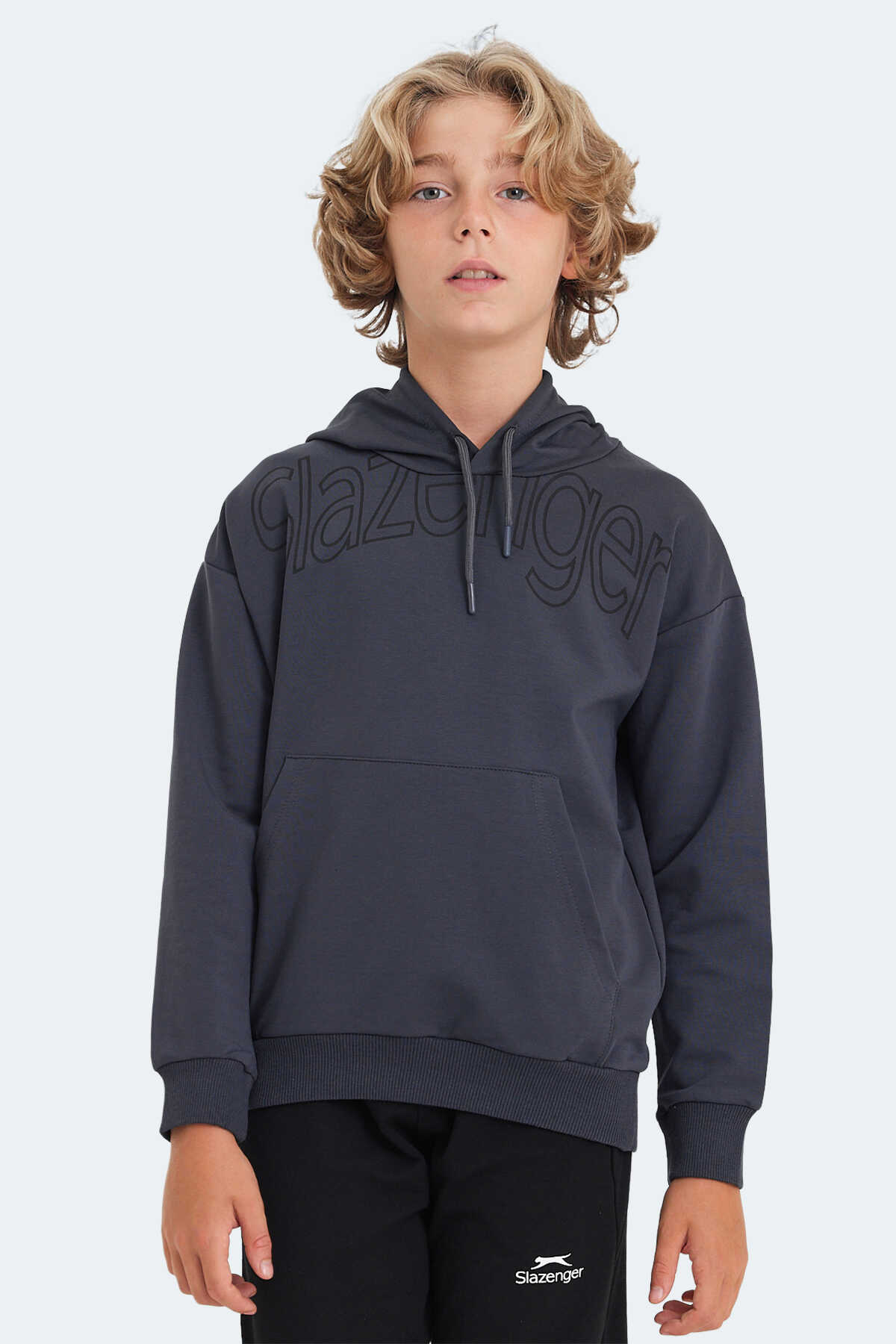 Slazenger - Slazenger LETTO Unisex Çocuk Sweatshirt Koyu Gri