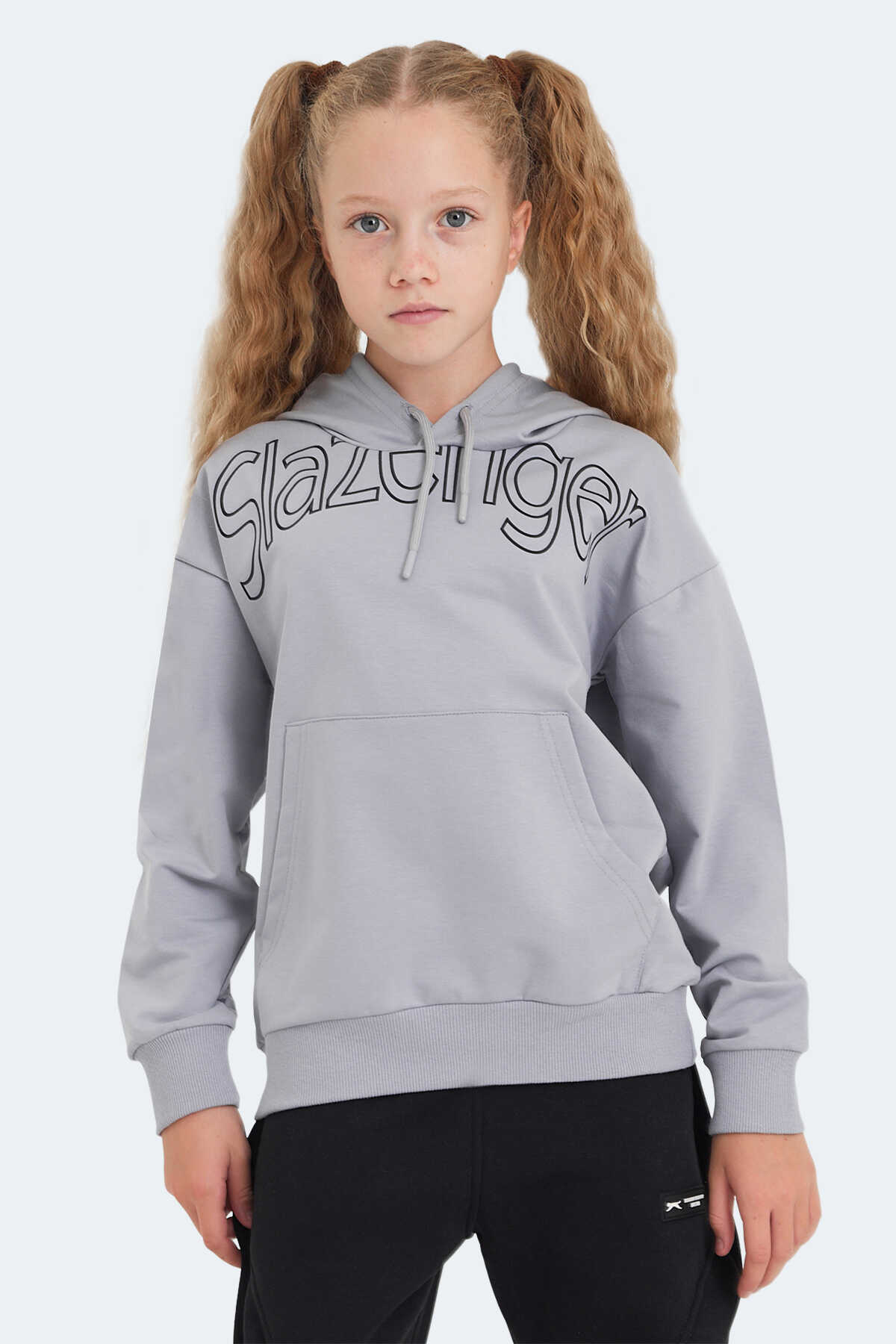 Slazenger - Slazenger LETTO Unisex Çocuk Sweatshirt Taş Gri