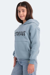 Slazenger - Slazenger LEXUS Unisex Çocuk Kapüşonlu Cepli Mavi Sweatshırt
