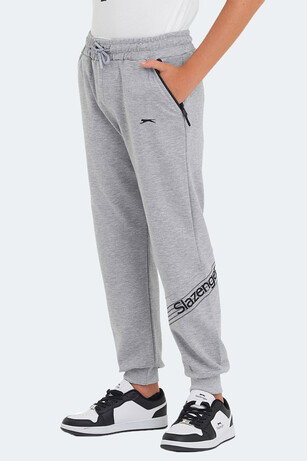 Slazenger LIKE IN Unisex Çocuk Fermuar Cepli Taş Gri Eşofman Altı 