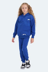 Slazenger - Slazenger LISEY IN Unisex Çocuk Kanguru Cepli Kapüşonlu Indigo Eşofman Takımı
