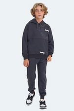 Slazenger - Slazenger LISEY IN Unisex Çocuk Kanguru Cepli Kapüşonlu Koyu Gri Eşofman Takımı Slazenger - Slazenger LISEY IN Unisex Çocuk Kanguru Cepli Kapüşonlu Koyu Gri Eşofman Takımı
