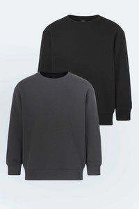 Slazenger - Slazenger LOGAN 2 li set Unisex Çocuk Siyah - Gri Sweatshırt