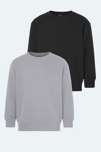 Slazenger - Slazenger LOGAN 2 li set Unisex Çocuk Siyah -Taş Gri Sweatshirt Slazenger - Slazenger LOGAN 2 li set Unisex Çocuk Siyah -Taş Gri Sweatshirt