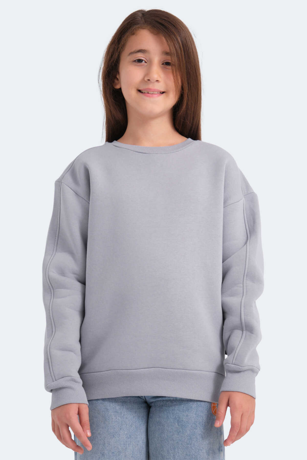 Slazenger - Slazenger LOGAN Unisex Çocuk Sweatshirt Taş Gri