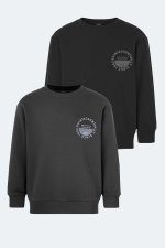 Slazenger - Slazenger LONE 2 li Set Unisex Çocuk Siyah - Koyu Gri Sweatshırt