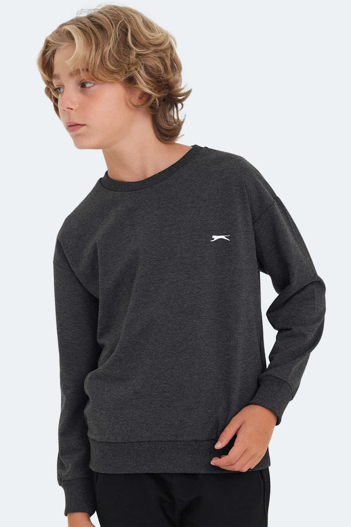 Slazenger - Slazenger LUPPA Unisex Çocuk Sweatshirt Koyu Gri