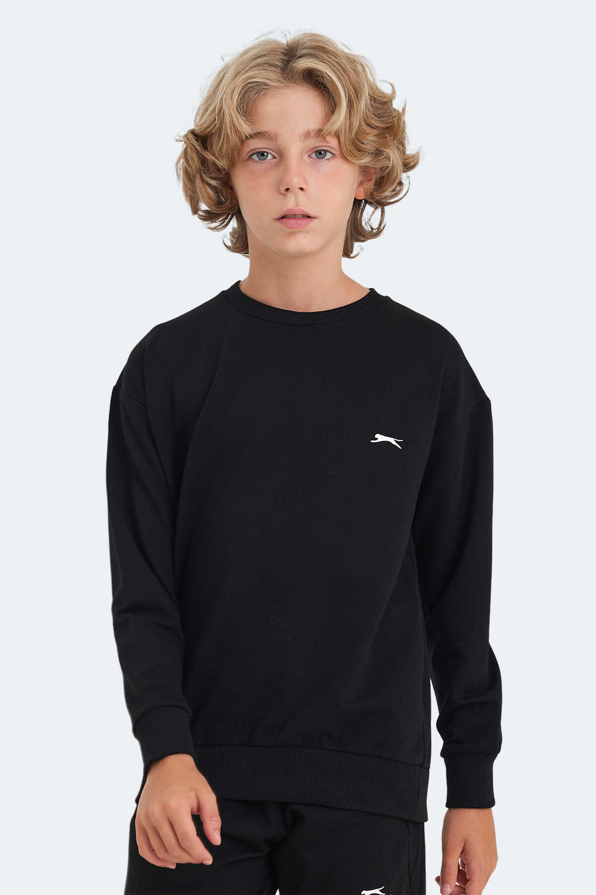 Slazenger - Slazenger LUPPA Unisex Çocuk Sweatshirt Siyah