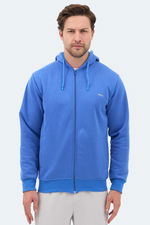 Slazenger - Slazenger MAJESTIC I Erkek Fermuarlı Kapüşonlu Cepli Indigo Sweatshırt