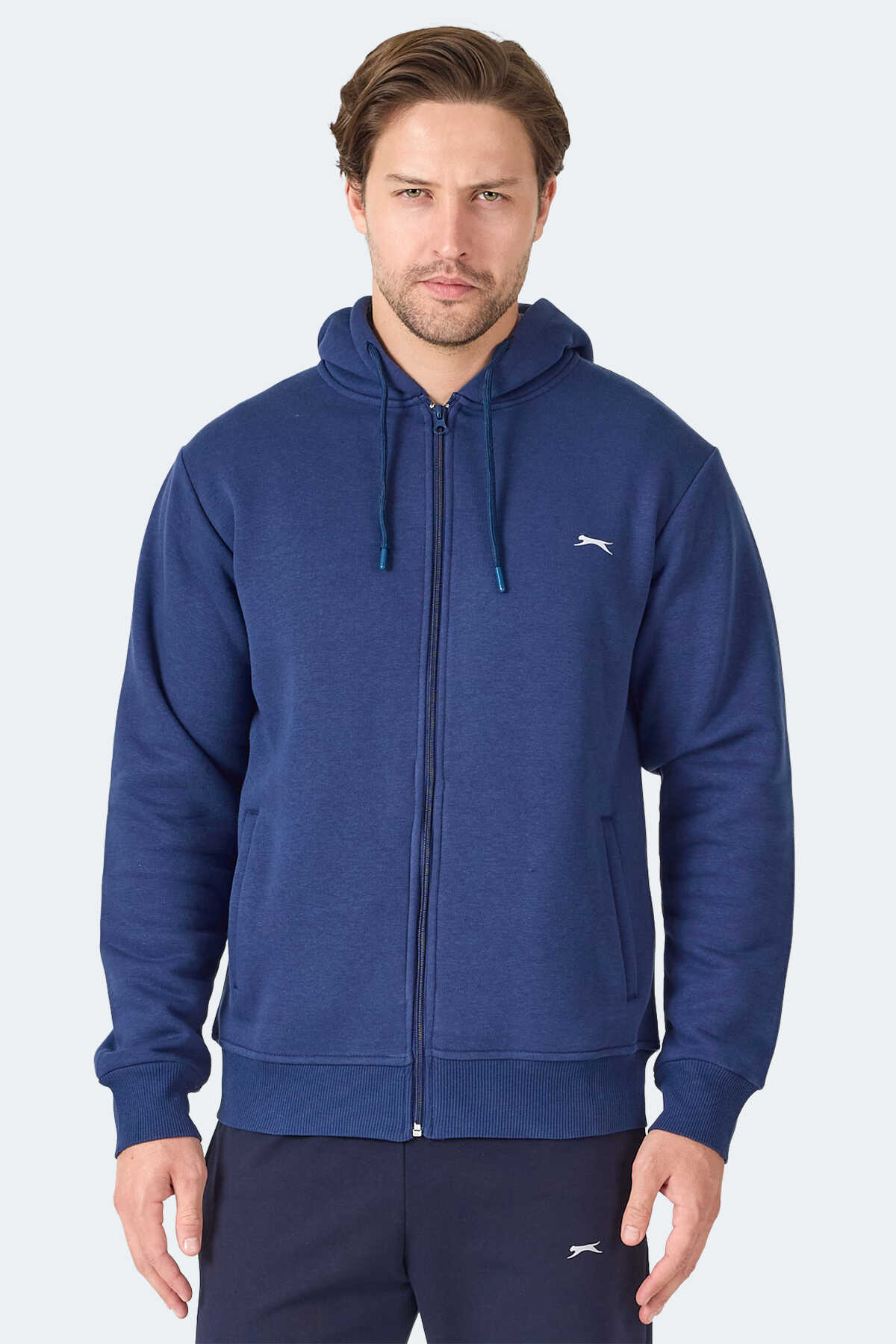 Slazenger - Slazenger MAJESTIC I Erkek Fermuarlı Kapüşonlu Cepli Lacivert Sweatshirt
