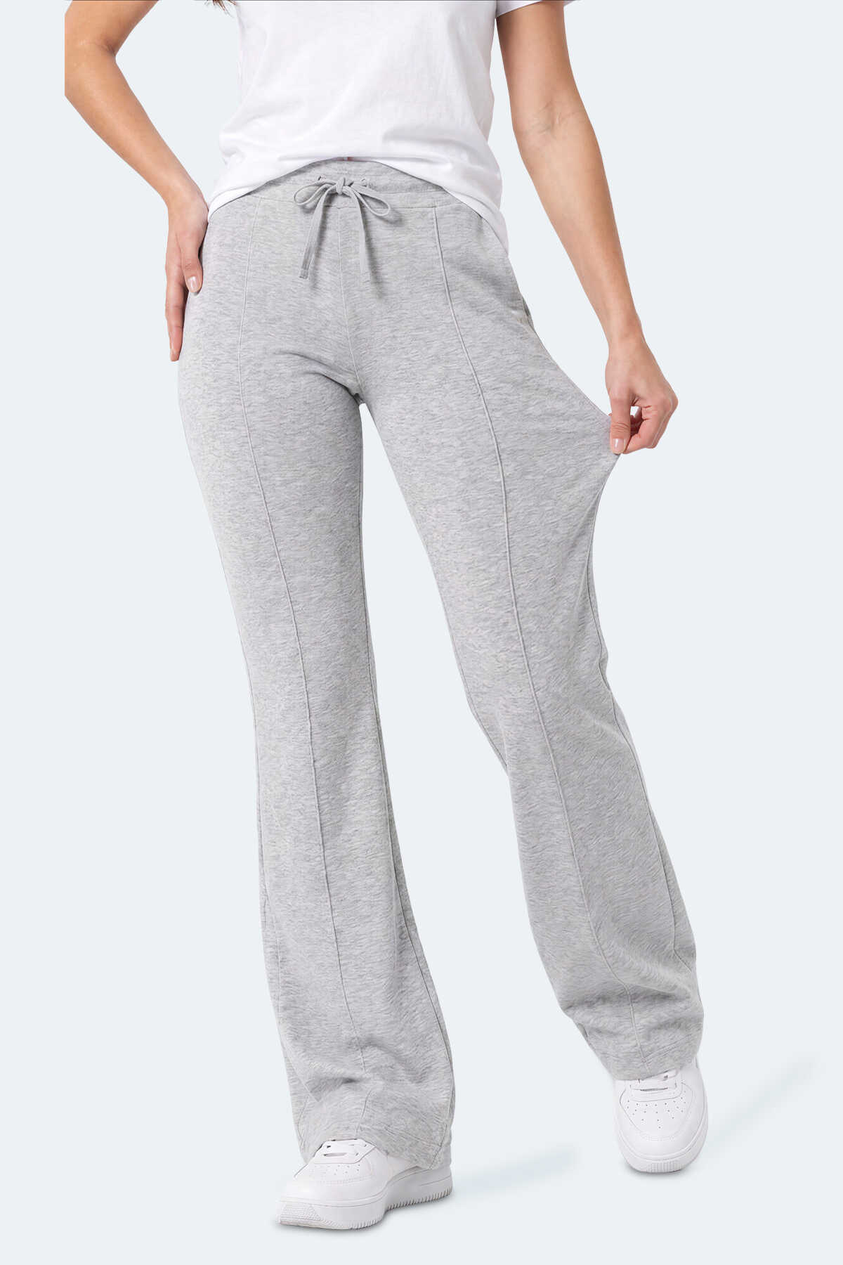 Slazenger - Slazenger MALENA Kadın Bol Paça Flare Gri Pantolon