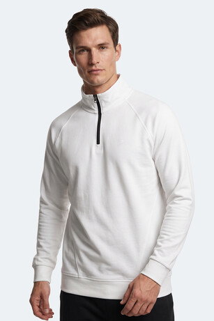 Slazenger MALIKA Erkek Dik Yaka Fermuarlı Ekru Sweatshırt
