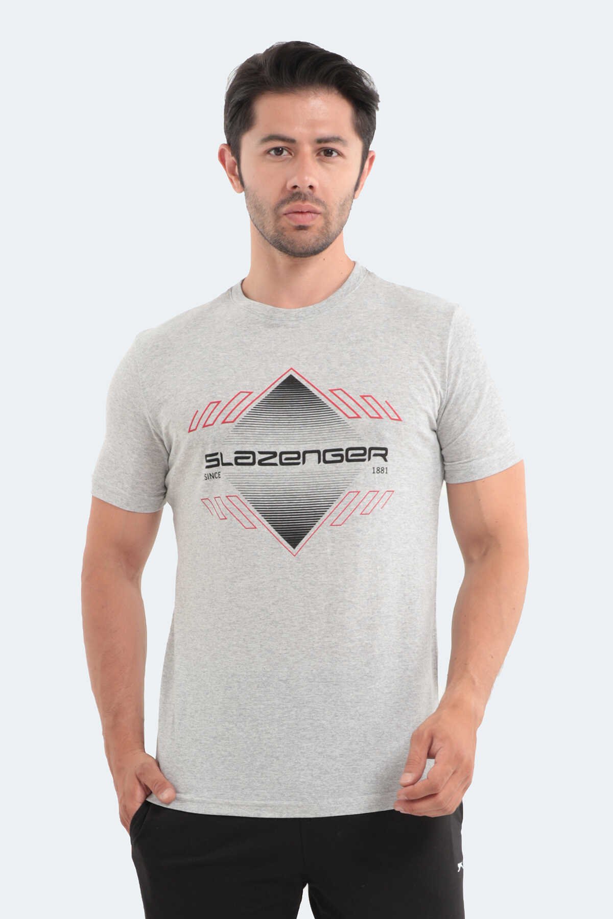 Slazenger - Slazenger MARQUES Erkek T-Shirt Açık Gri