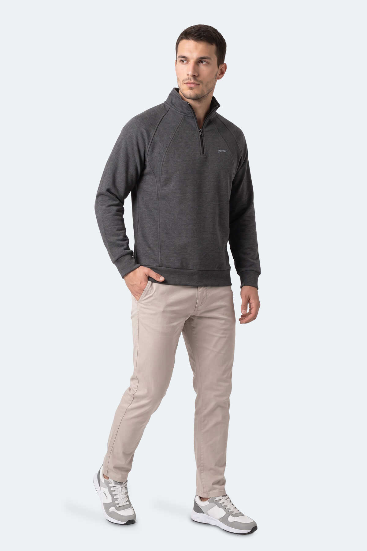 Slazenger MAVON I Erkek Antrasit Sweatshırt - 7